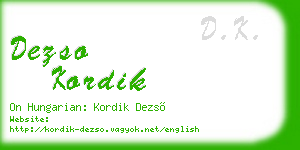 dezso kordik business card